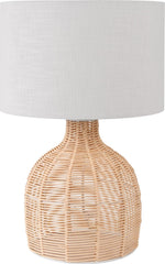 Caswell Rattan Cloche Table Lamp - Black/Natural