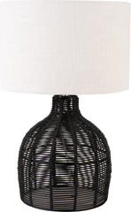 Caswell Rattan Cloche Table Lamp - Black/Natural