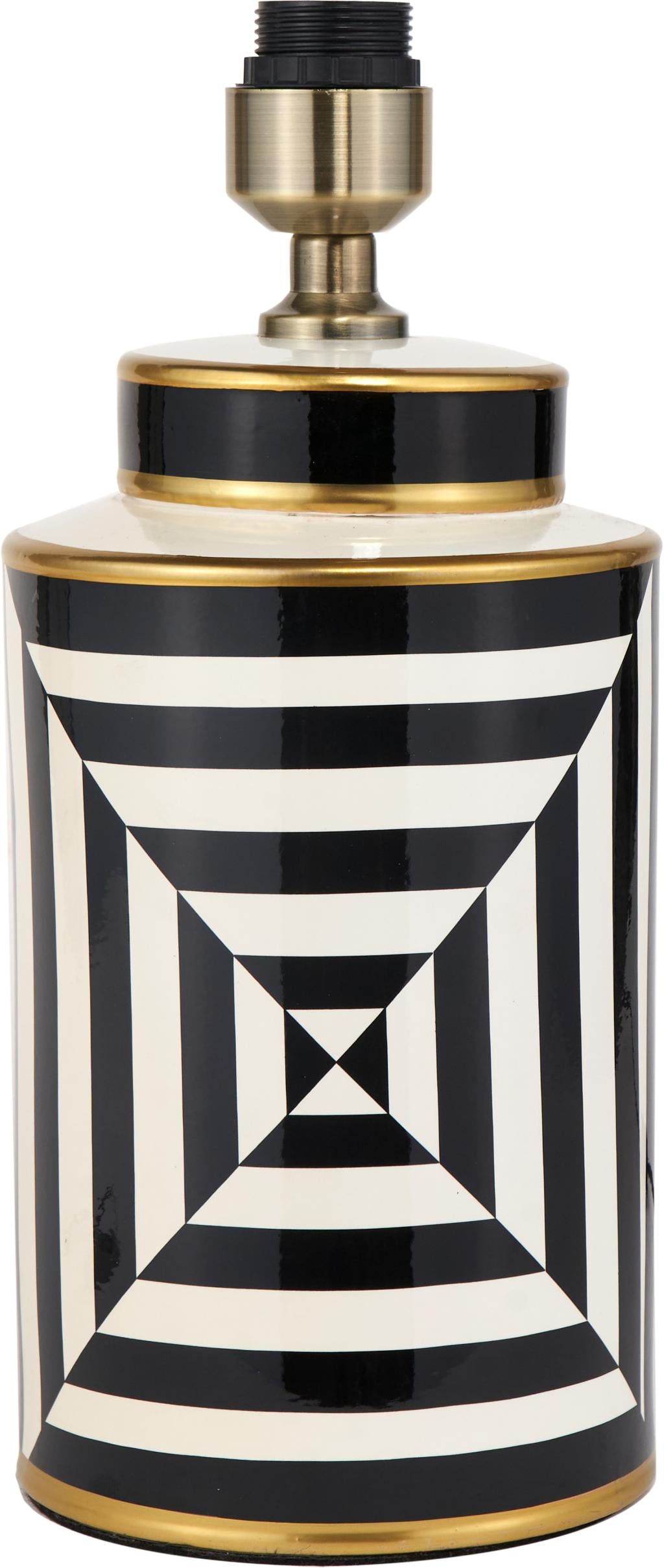 Optic Black and White Optic Stripe Ceramic Table Lamp  - Base Only