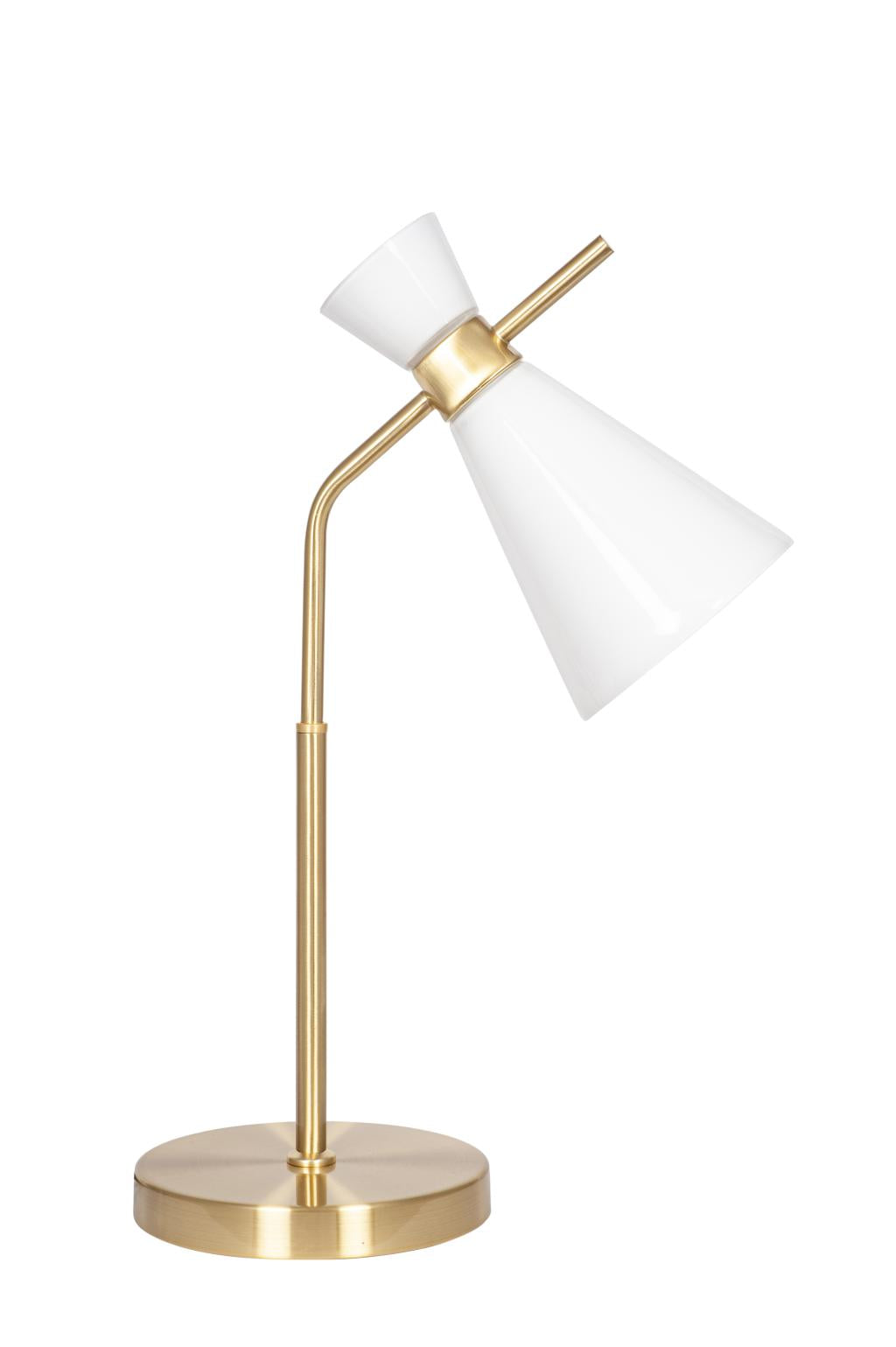 Monroe White Waisted Glass and Gold Metal Table Lamp