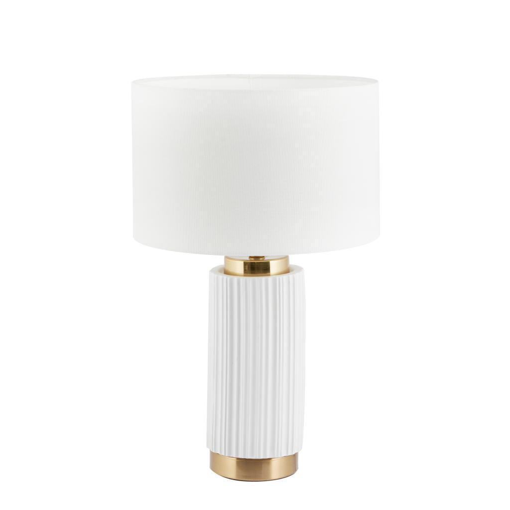 Ionic Grey/White Textured Ceramic and Gold Metal Table Lamp