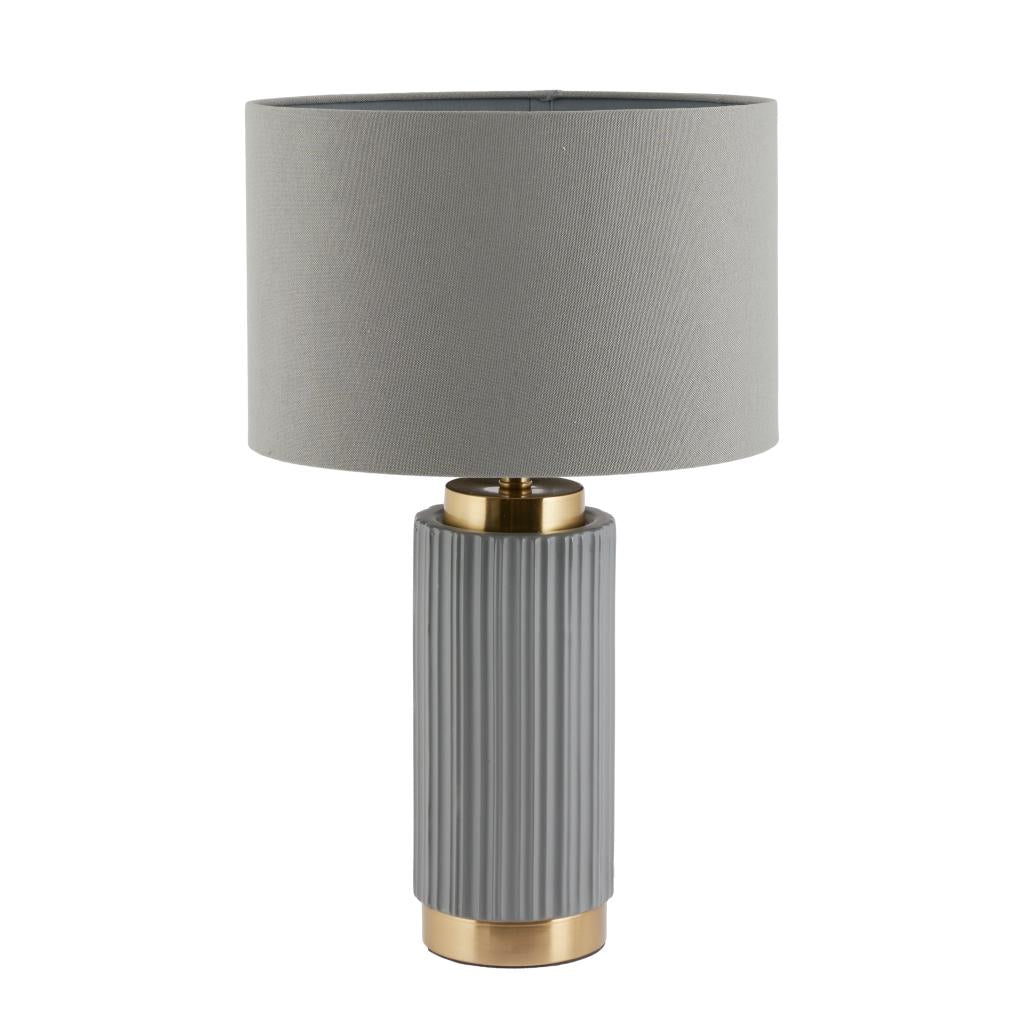 Ionic Grey/White Textured Ceramic and Gold Metal Table Lamp