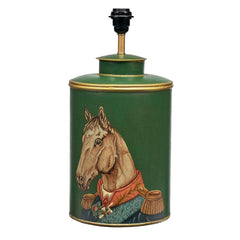 Horse Green Hand Painted Metal Table Lamp - Base Only