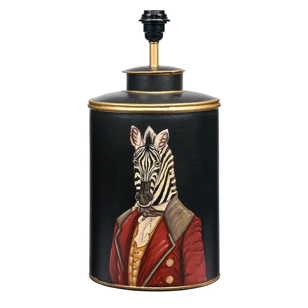 Zebra Black Hand Painted Metal Table Lamp  - Base Only