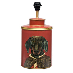 Dachshund Red Hand Painted Metal Table Lamp  - Base Only