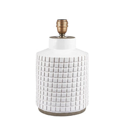 Malone Textured White Squares Design Stoneware Table Lamp  - Base Only