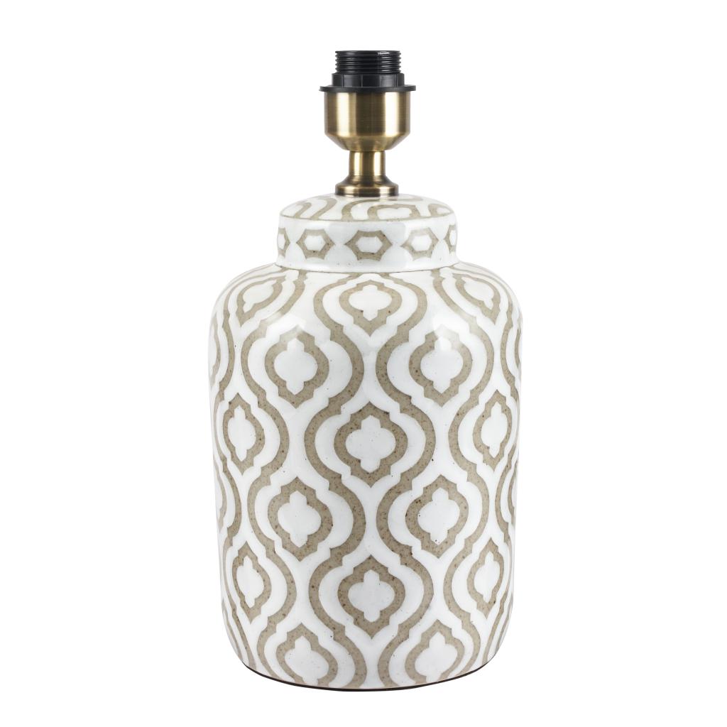 Celia Taupe and White Pattern Ceramic Table Lamp  - Base Only