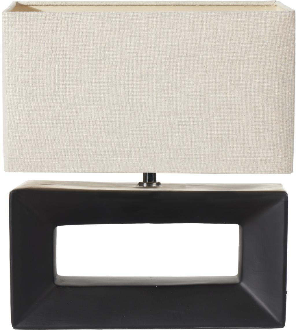 Block Ceramic Rectangular Table Lamp- White & Black