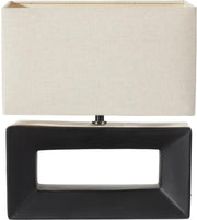 Block Ceramic Rectangular Table Lamp- White & Black