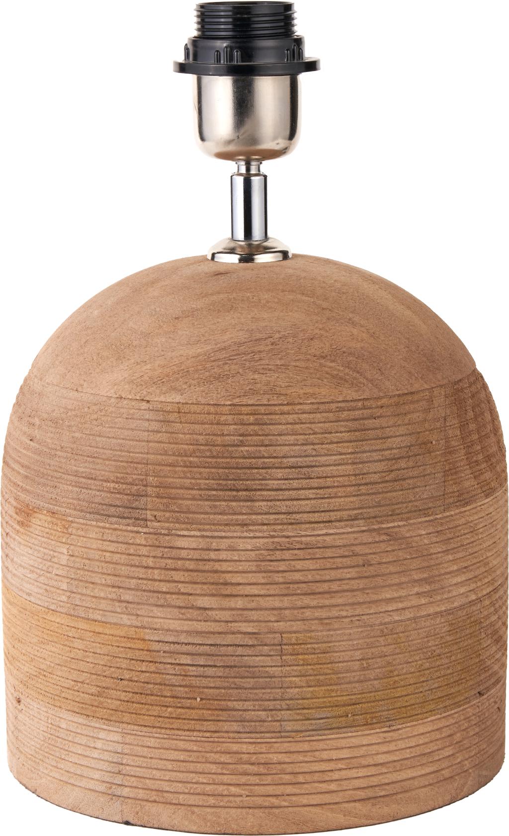 Nelu Black/Natural Engraved Wood Dome Table Lamp  - Base Only