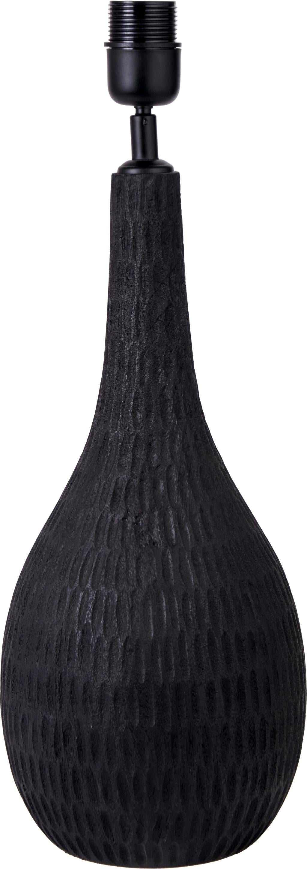 Ioan Black/Grey Engraved Wood Bottle Table Lamp  - Base Only