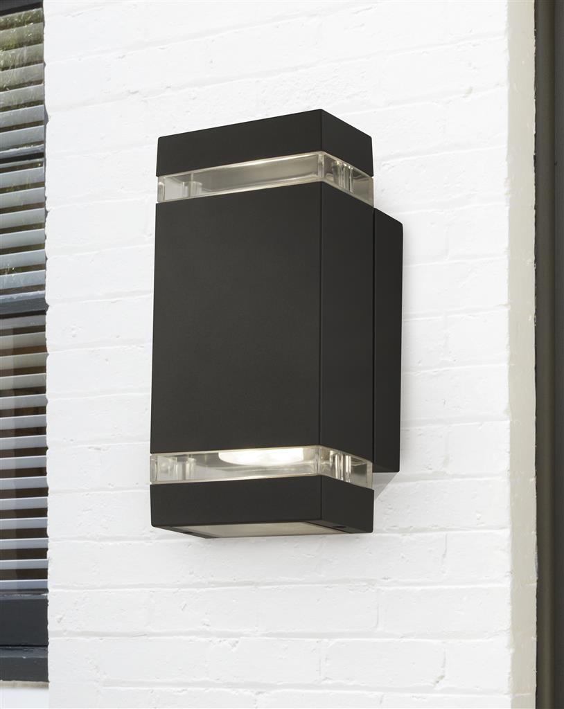 SHEFFIELD 2LT OUTDOOR WALL LIGHT - GREY & BLACK