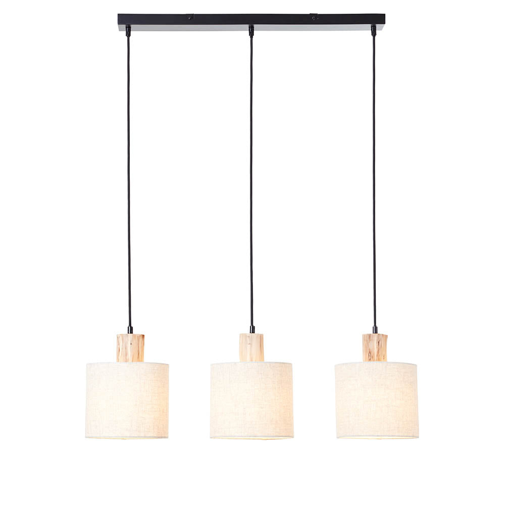 Durban 3lt Linear Pendant - Natural Linen & Wood