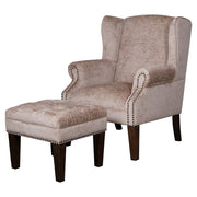 Stone Winged Arm Chair and Footstool