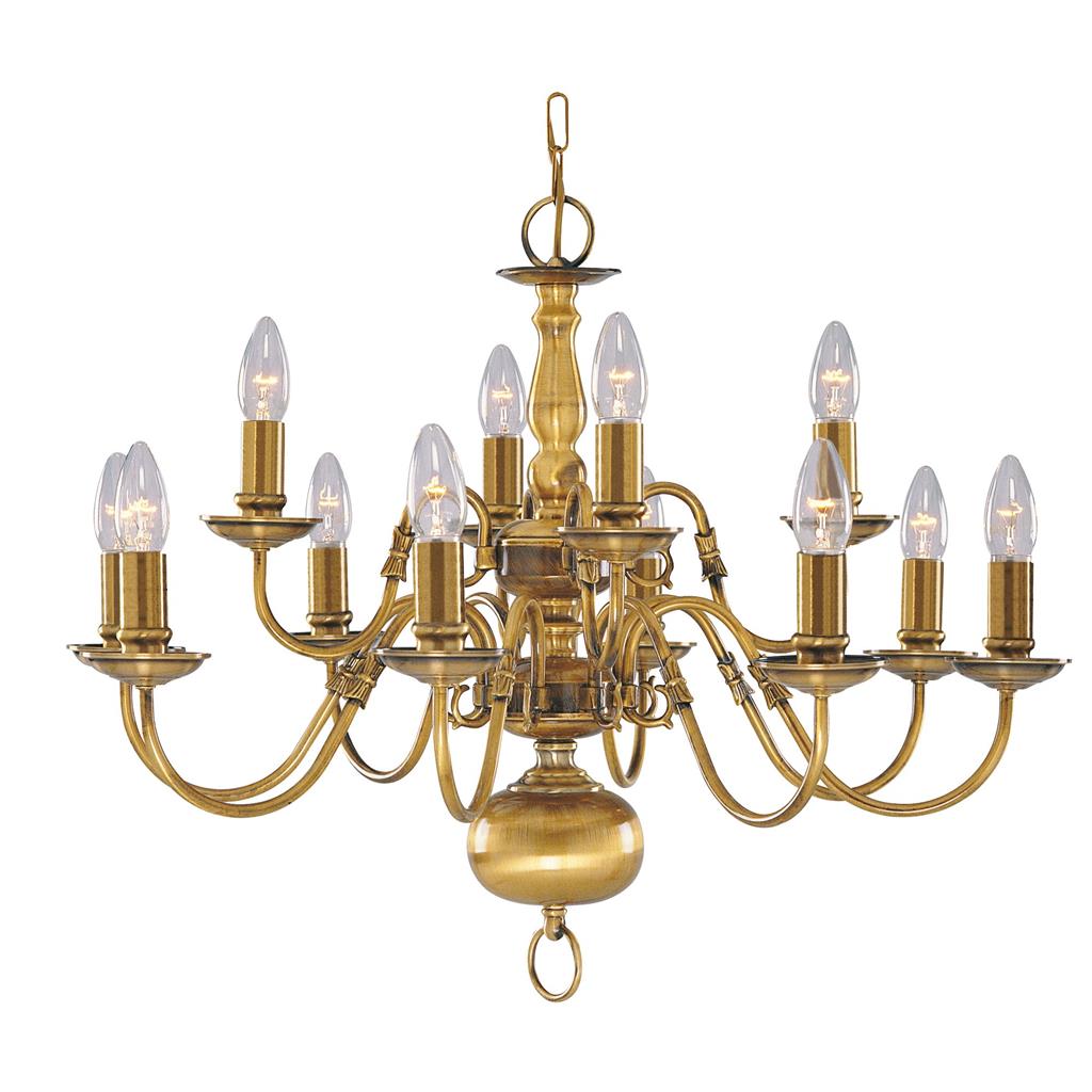 Flemish 5/8/12Lt Multi-Arm Pendant - Solid Brass Metal