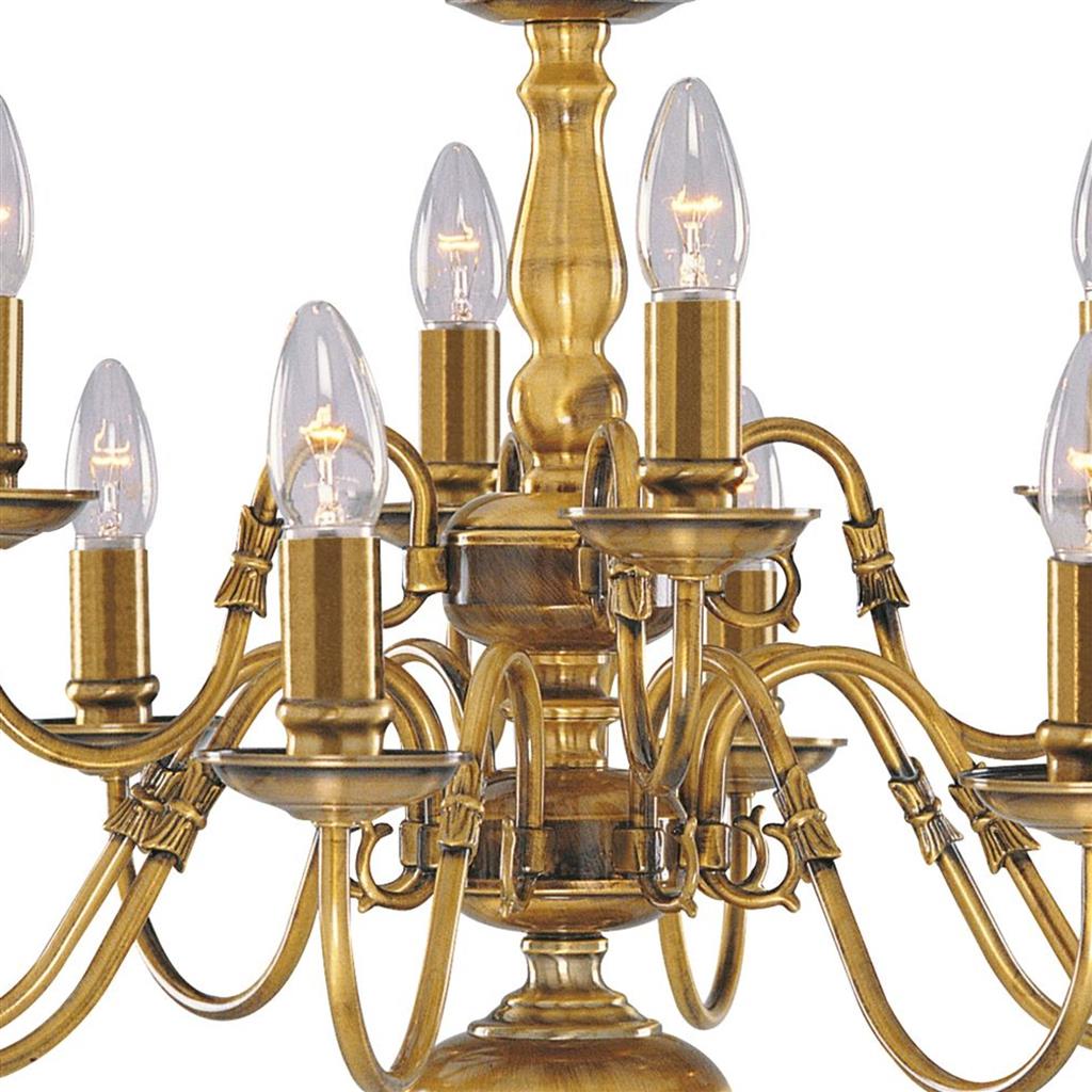 Flemish 5/8/12Lt Multi-Arm Pendant - Solid Brass Metal