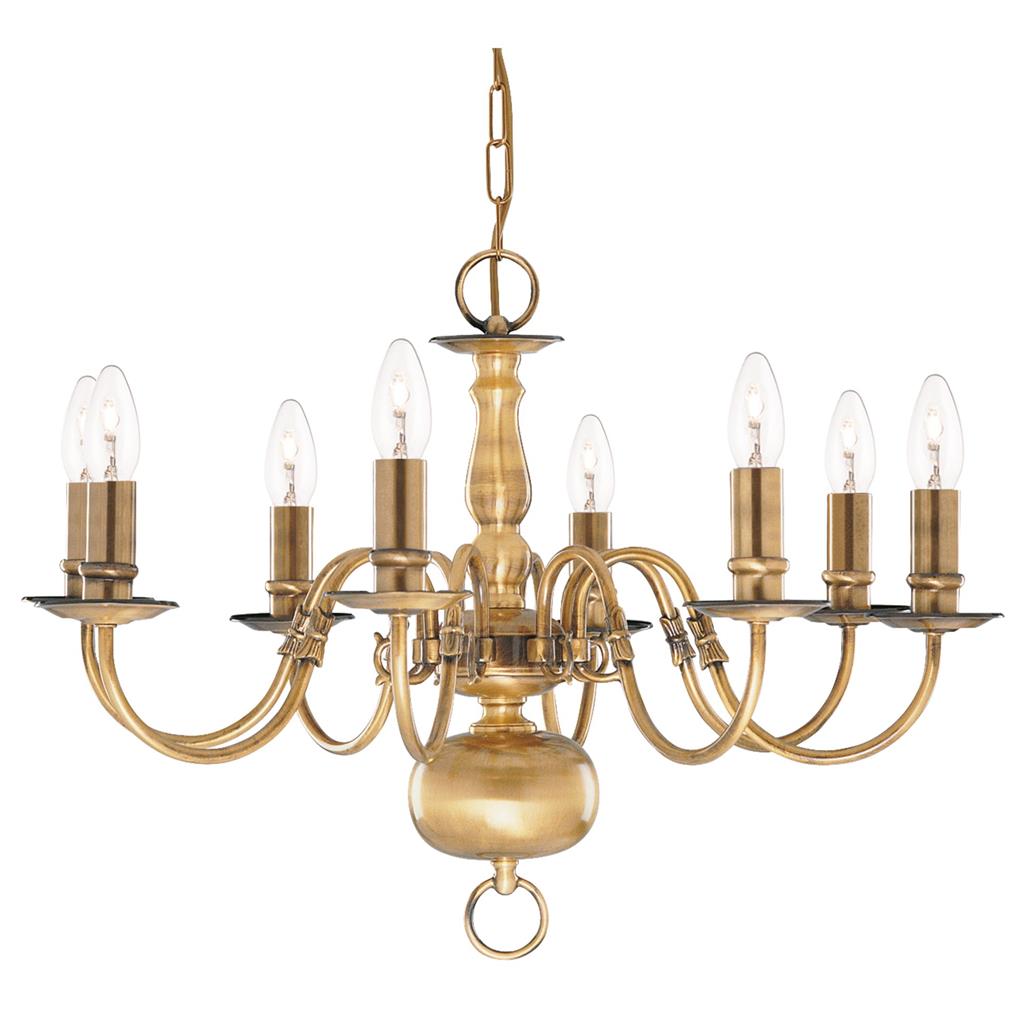 Flemish 5/8/12Lt Multi-Arm Pendant - Solid Brass Metal