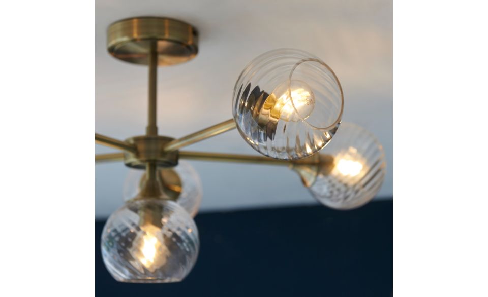 Furze 6Lt/ 8Lt Multi-Arm Pendant - Antique Brass/Bright Nickel