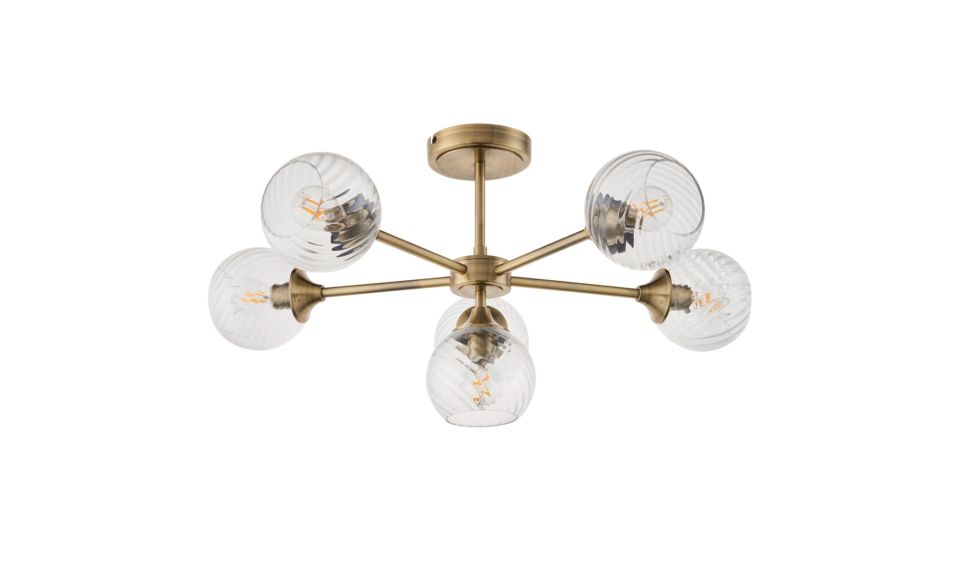 Furze 6Lt/ 8Lt Multi-Arm Pendant - Antique Brass/Bright Nickel