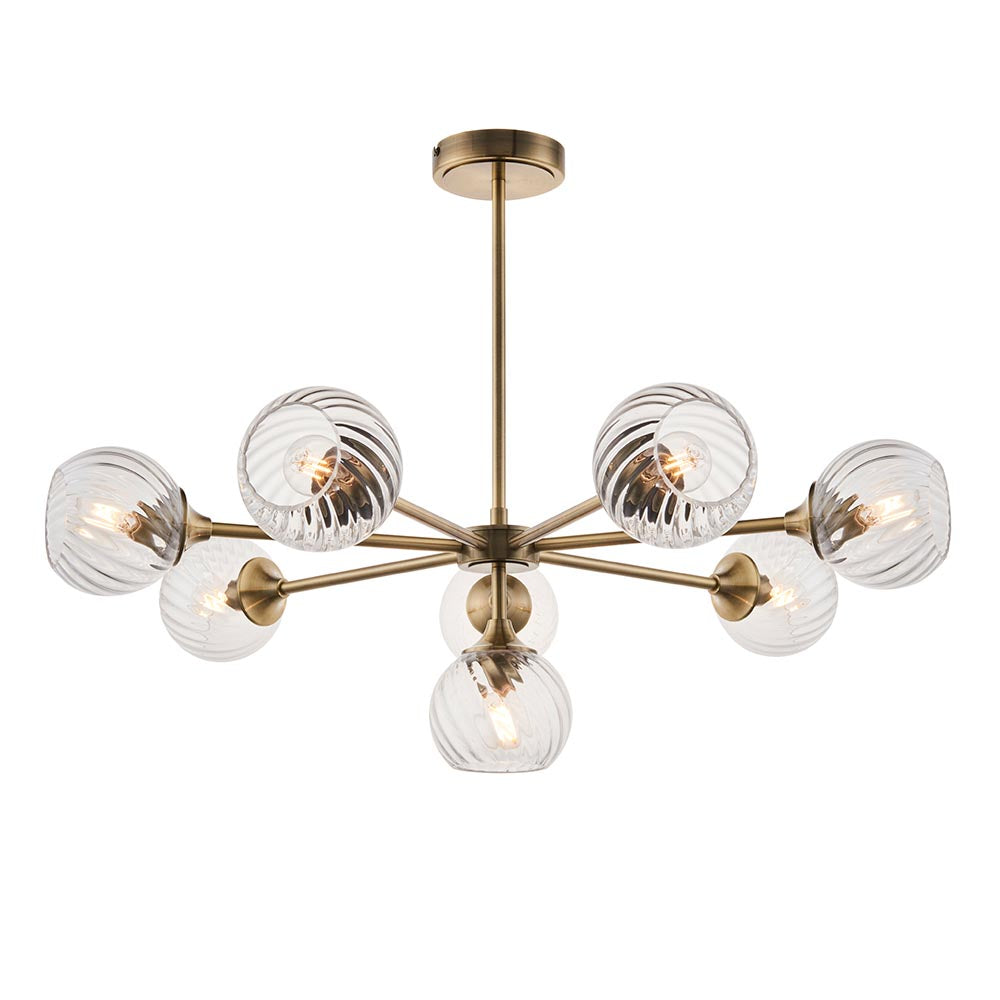 Furze 8Lt Multi-Arm Pendant - Antique Brass/Bright Nickel