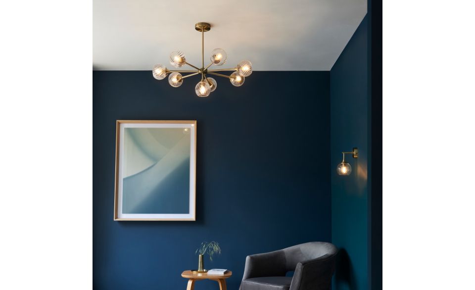 Furze 6Lt/ 8Lt Multi-Arm Pendant - Antique Brass/Bright Nickel