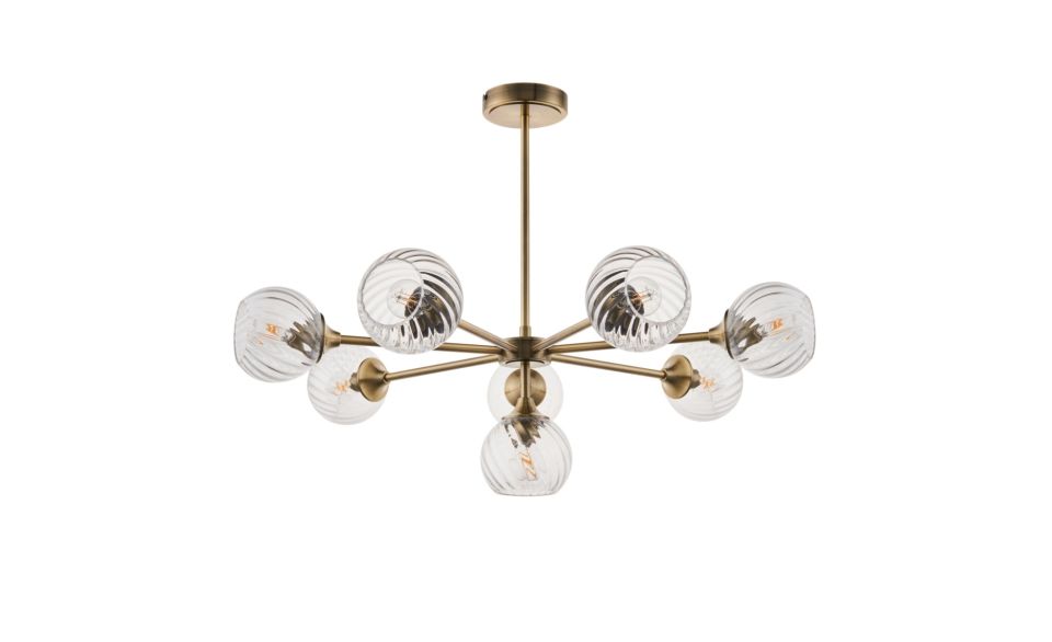 Furze 6Lt/ 8Lt Multi-Arm Pendant - Antique Brass/Bright Nickel