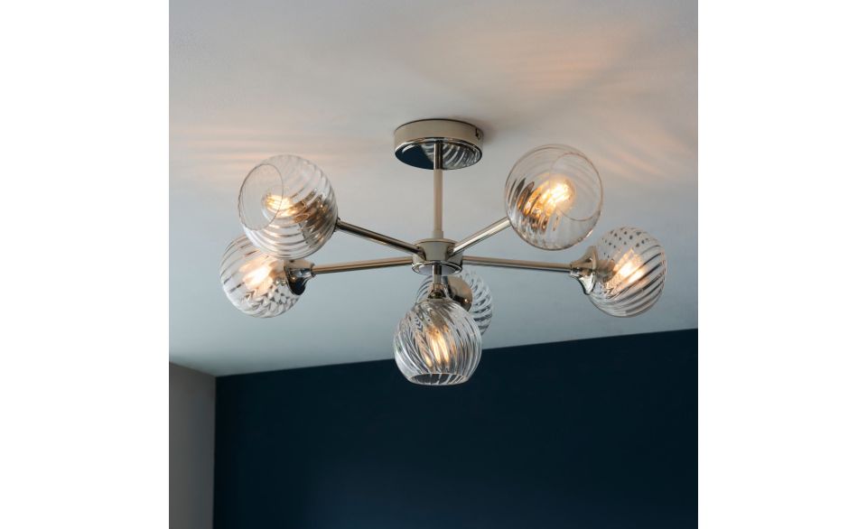 Furze 6Lt/ 8Lt Multi-Arm Pendant - Antique Brass/Bright Nickel