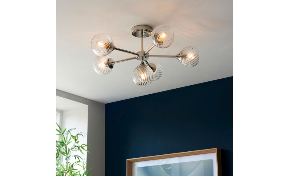 Furze 6Lt/ 8Lt Multi-Arm Pendant - Antique Brass/Bright Nickel