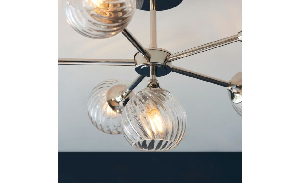 Furze 6Lt/ 8Lt Multi-Arm Pendant - Antique Brass/Bright Nickel