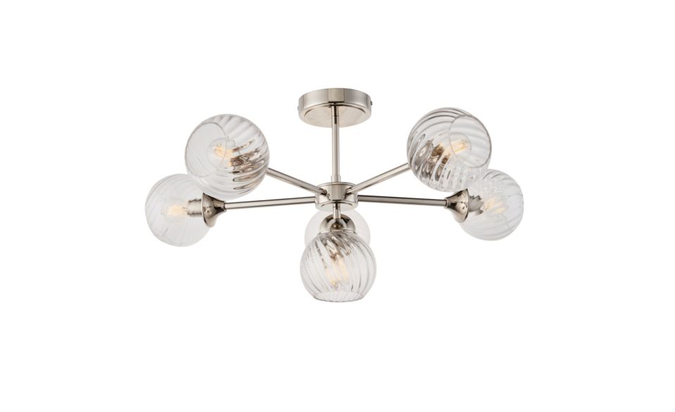 Furze 6Lt/ 8Lt Multi-Arm Pendant - Antique Brass/Bright Nickel