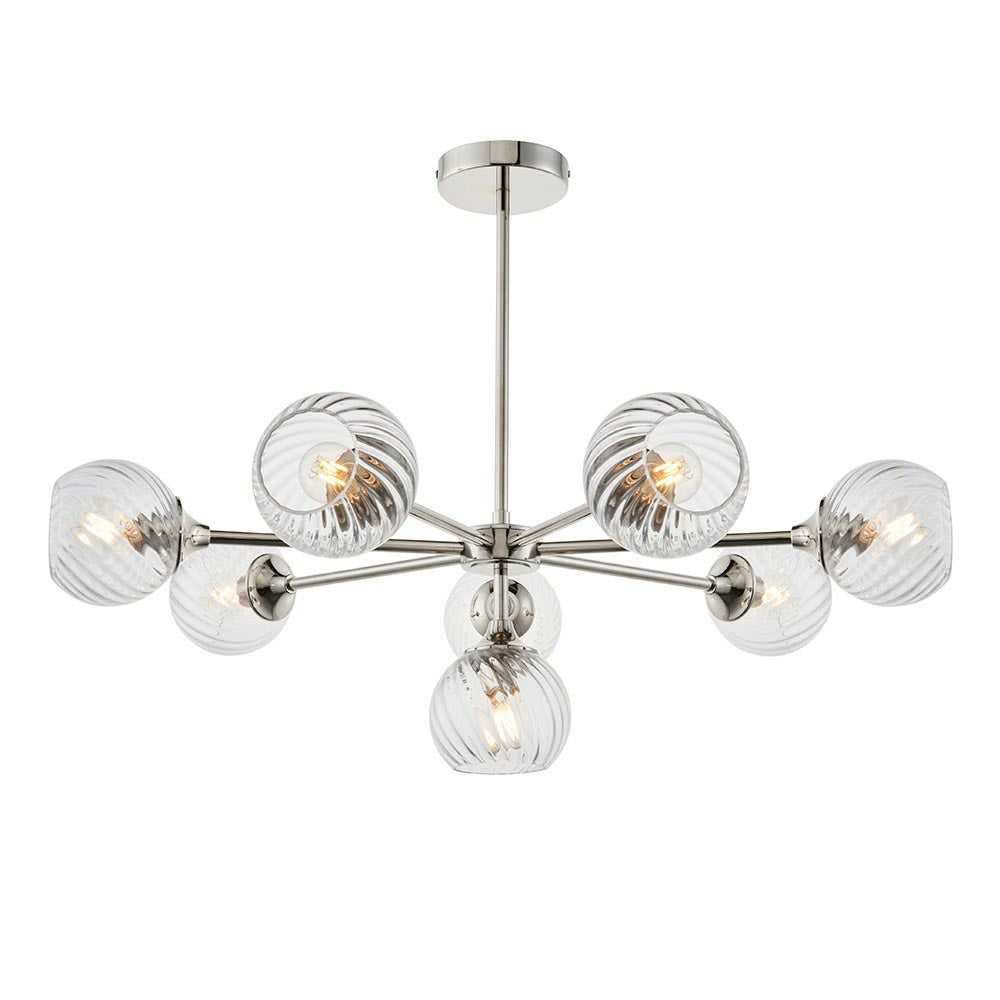 Furze 8Lt Multi-Arm Pendant - Antique Brass/Bright Nickel