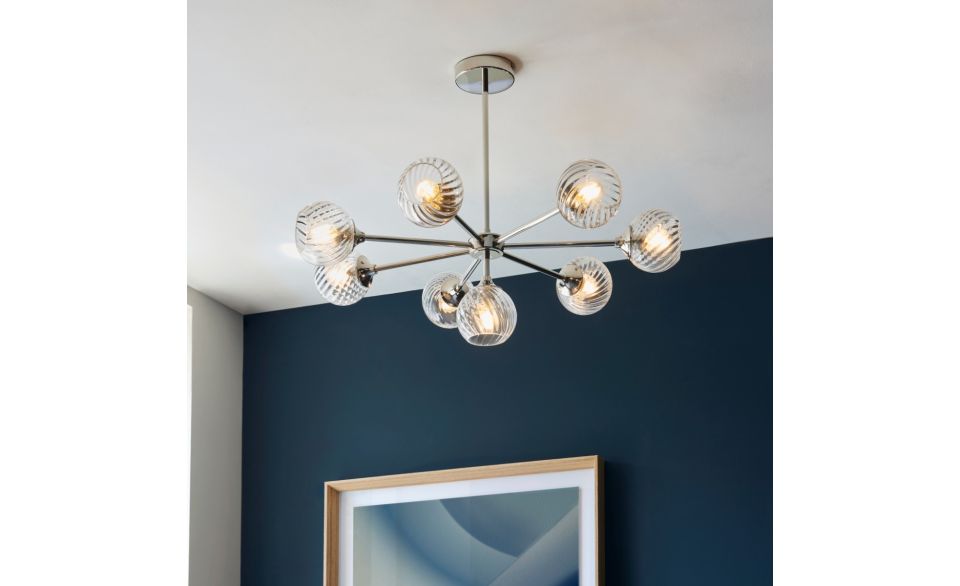 Furze 6Lt/ 8Lt Multi-Arm Pendant - Antique Brass/Bright Nickel