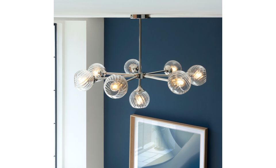 Furze 6Lt/ 8Lt Multi-Arm Pendant - Antique Brass/Bright Nickel
