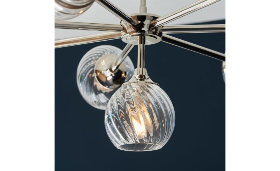 Furze 6Lt/ 8Lt Multi-Arm Pendant - Antique Brass/Bright Nickel
