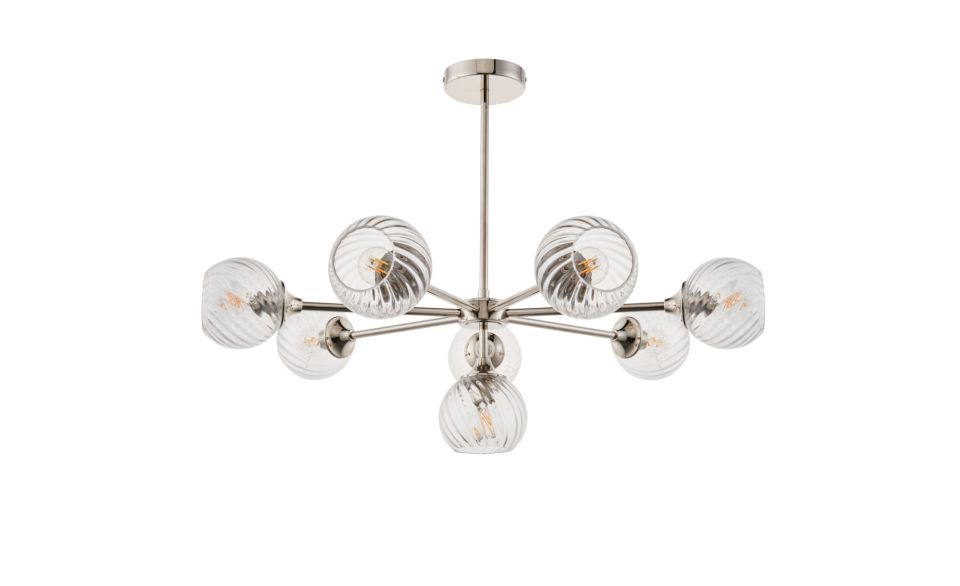 Furze 6Lt/ 8Lt Multi-Arm Pendant - Antique Brass/Bright Nickel
