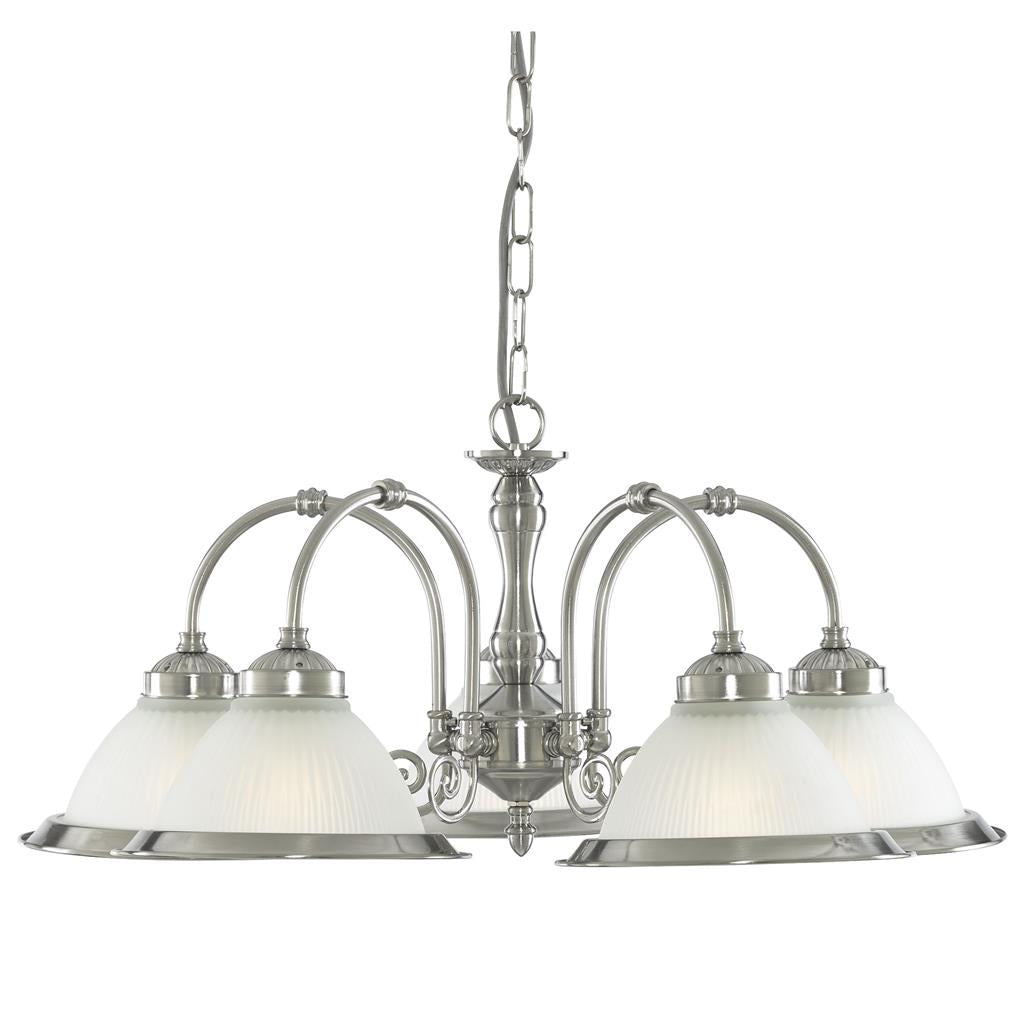 American Diner 3/5Lt Multi-Arm Pendant - Antique Brass/Satin Silver Finish