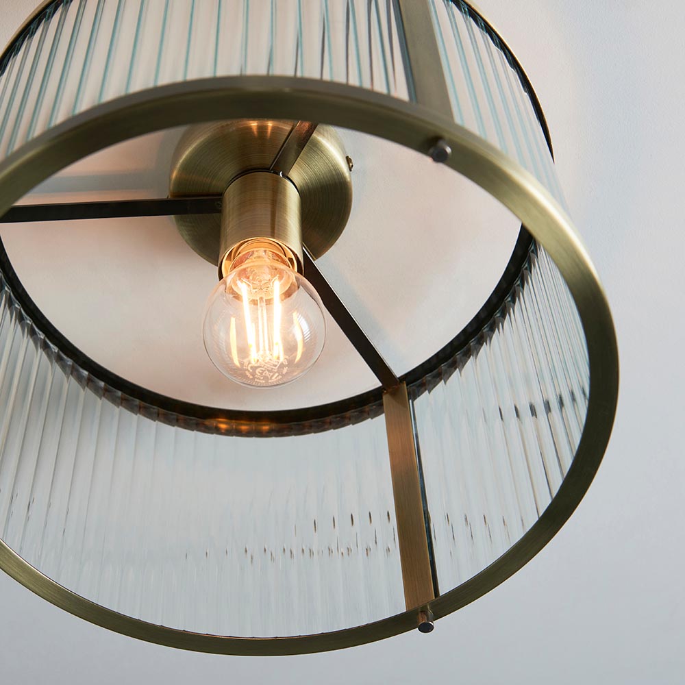 Essa 1Lt Flush Light - Antique Brass