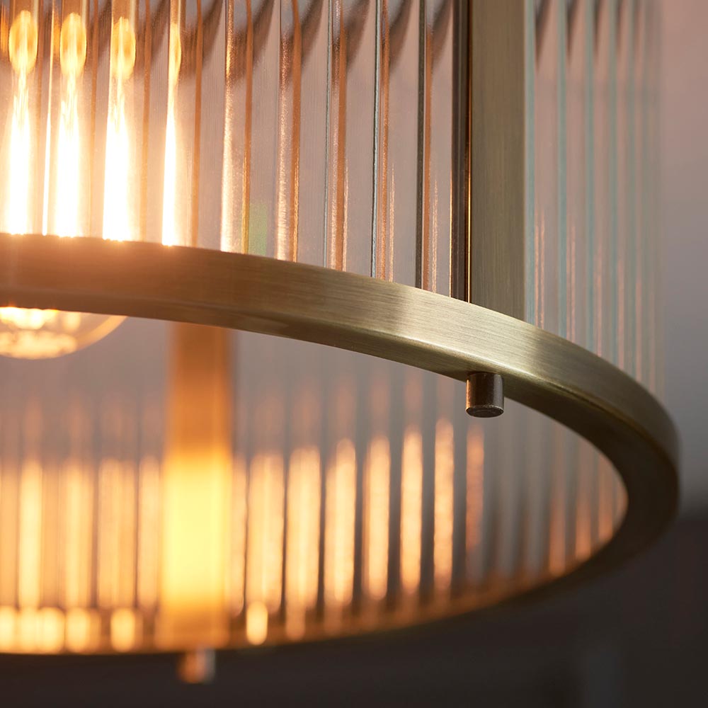 Essa 1Lt Flush Light - Antique Brass