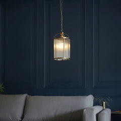 Oscar 2/4Lt Centre Ceiling Lantern - Antique Brass with Ribbed Glass