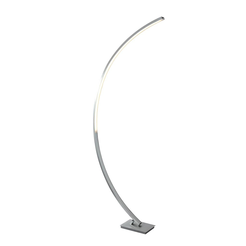 Colton LED Curved Floor Lamp - Satin Silver & Opal Integrated LED