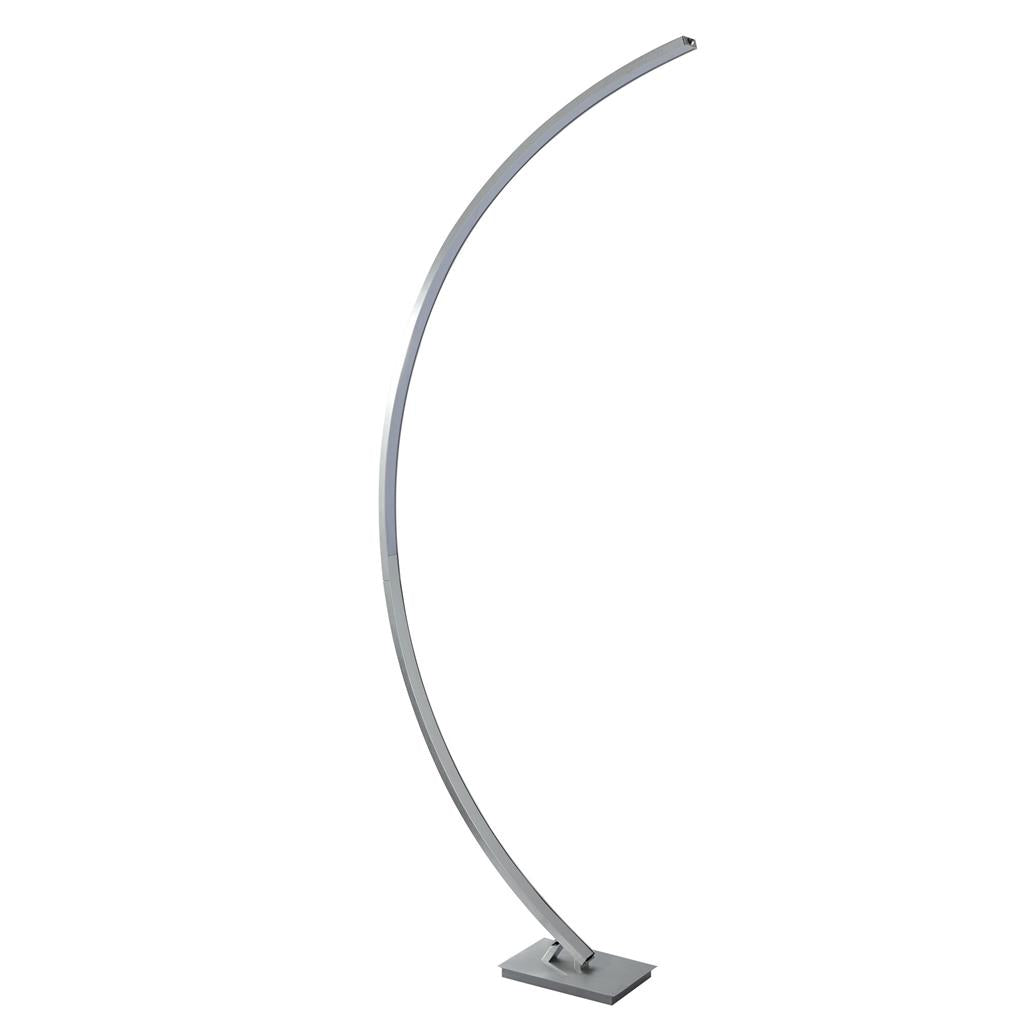 Colton LED Curved Floor Lamp - Satin Silver & Opal Integrated LED