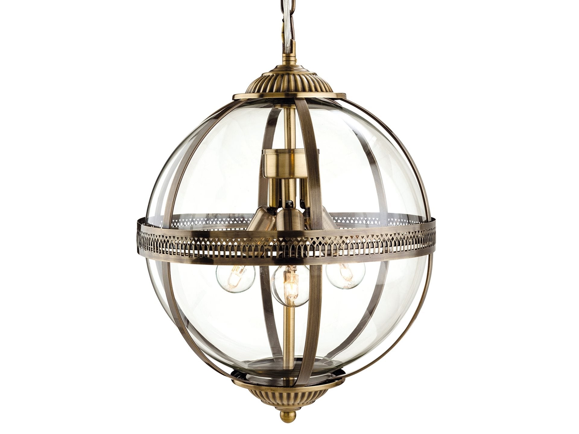 Mayfair Pendant- Antique Brass with Clear Glass