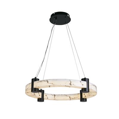 Moonbeam LED Pendant- Black Metal & Marbleised Resin