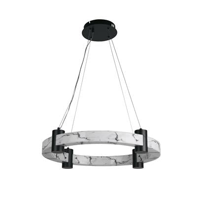 Moonbeam LED Pendant- Black Metal & Marbleised Resin