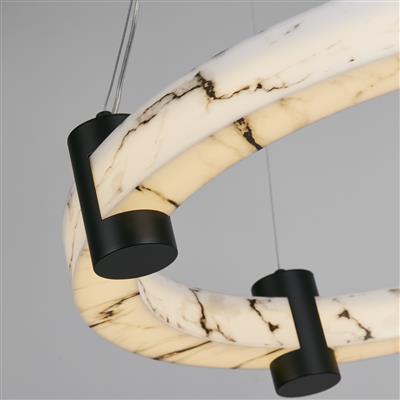 Moonbeam LED Pendant- Black Metal & Marbleised Resin