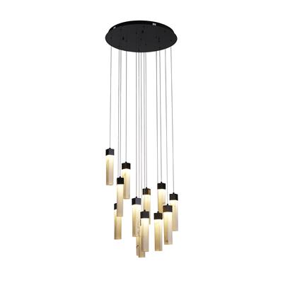 Moonbeam 13Lt Cluster Ceiling Light-  Black Metal & Marbleised Resin
