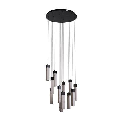 Moonbeam 13Lt Cluster Ceiling Light-  Black Metal & Marbleised Resin
