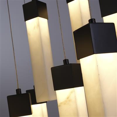 Moonbeam 13Lt Cluster Ceiling Light-  Black Metal & Marbleised Resin