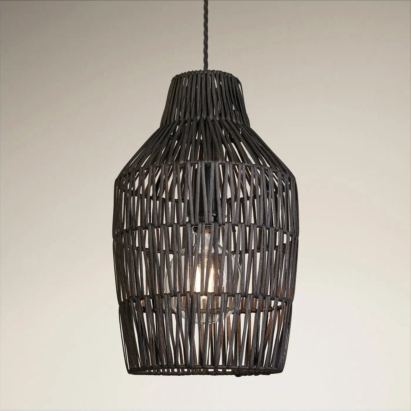 Boho Rattan Ceiling Pendant Light - 11 Inch - Vase