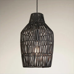 Boho Rattan Ceiling Pendant Light - 11 Inch - Vase